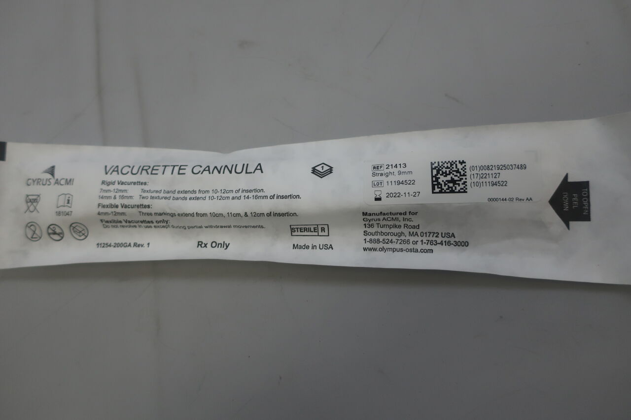 21413 - GYRUS - Berkeley Vacurette Disposable Cannula, Straight, 9 mm Size, (EA) - ( Expiry Date: 2019-03-01 )