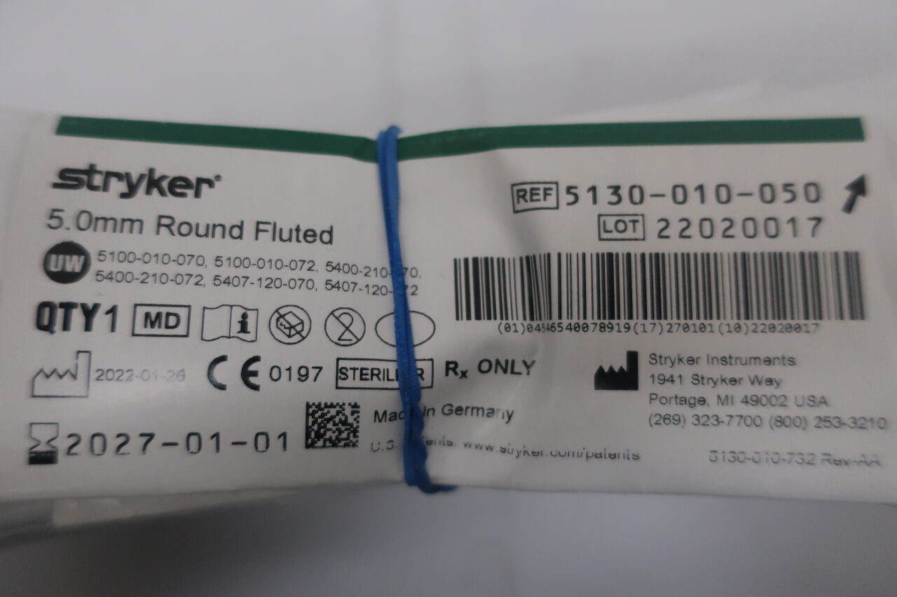 5130-010-050  -  STRYKER  -  5mm round fluted  , ( EA/ )  -  ( Expiry Date : 2027-01-01 )