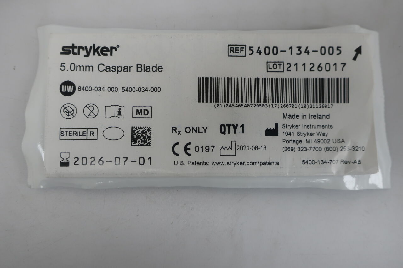 5400-134-005  -  STRYKER  -  5.0mm Caspar Blade , ( EA/ )  -  ( Expiry Date : 2026-07-01 )