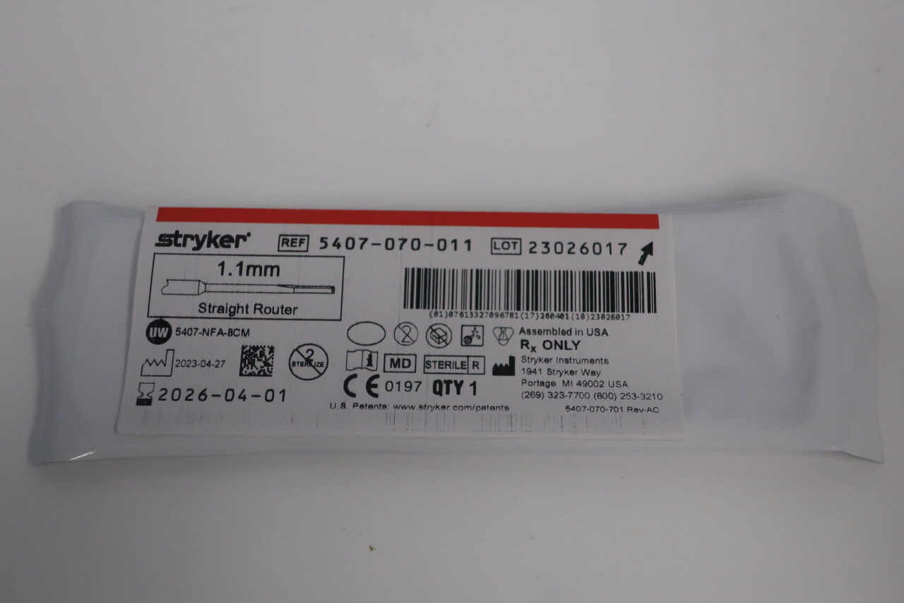5407-070-011  -  STRYKER  -   1.1mm Straight Router , ( EA/ )  -  ( Expiry Date : 2026-04-01 )