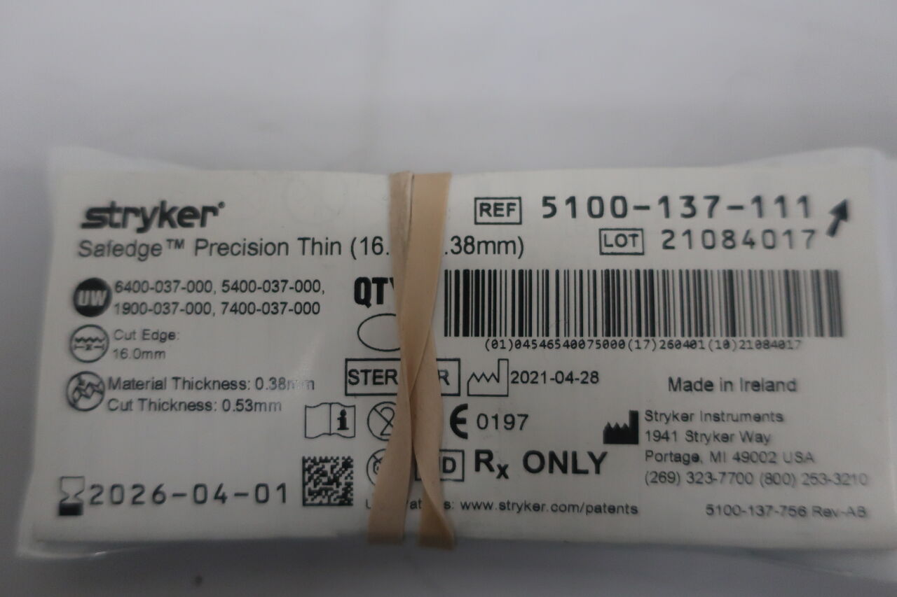 5100-337-111  -  STRYKER  -  safedge precision thin extended shank  , ( EA/ )  -  ( Expiry Date : 2025-10-01 )