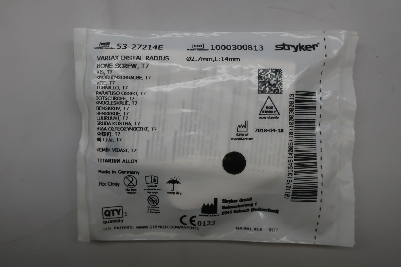 53-27214E  -  STRYKER  -  53-27214E : Variax Distal Radius Bone Screw, T7 , ( EA/ )  -  ( Expiry Date : N/A )