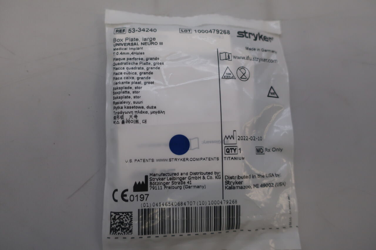53-34240  -  STRYKER  -  53-34240 : Universal Neuro III - 53-34240 , ( EA/ )  -  ( Expiry Date : N/A )