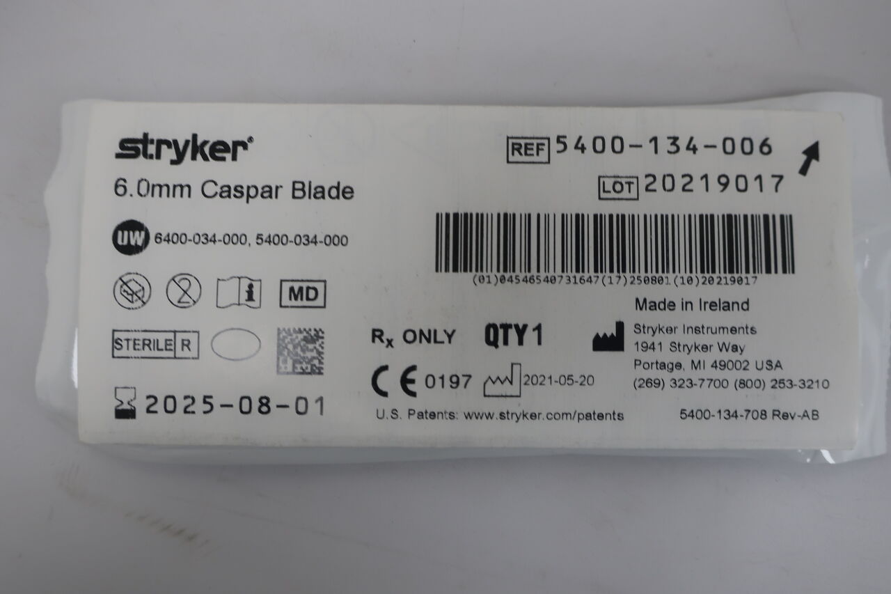 5400-134-006  -  STRYKER  -  6.0mm Caspar Blade , ( EA/ )  -  ( Expiry Date : 2025-08-01 )