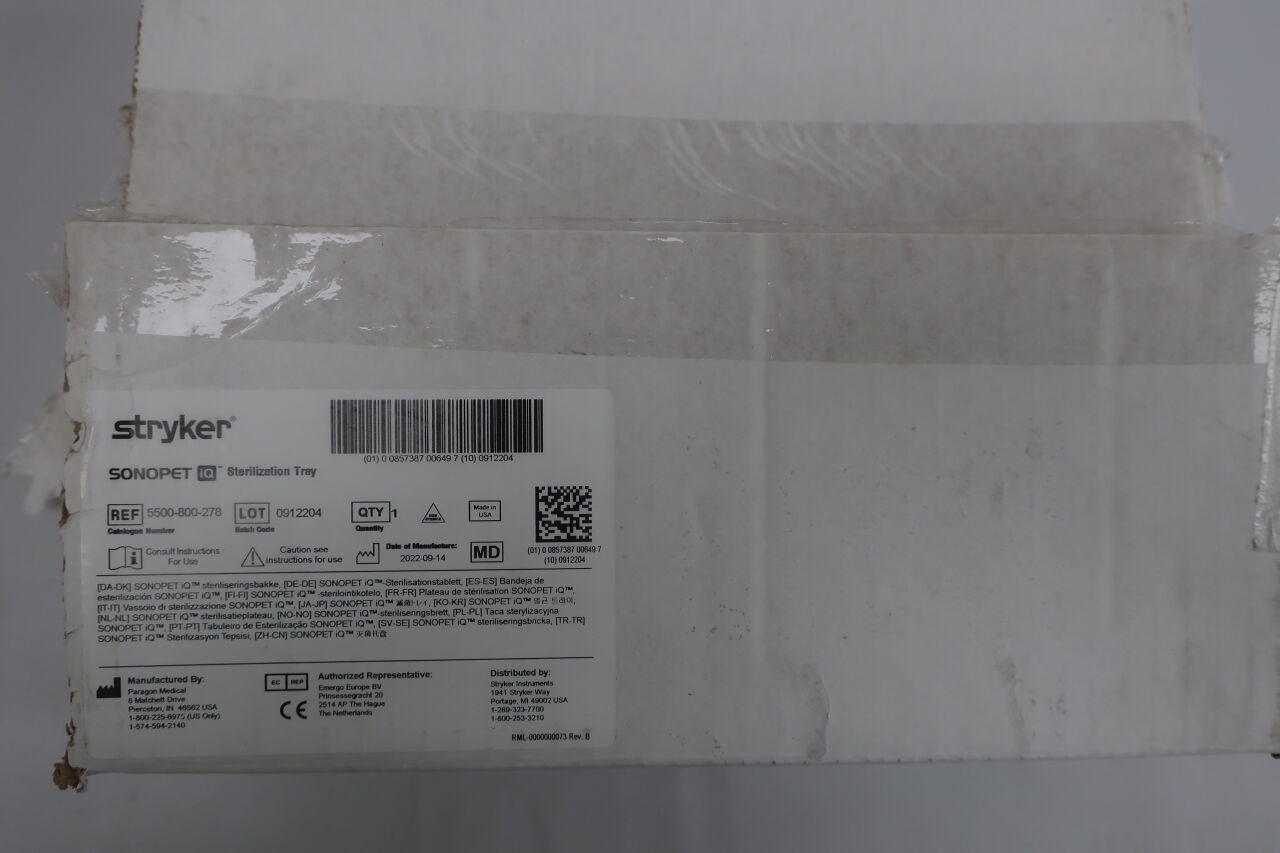 5500-800-278  -  STRYKER  -  Sonopet iQ Sterilization Tray , ( BX/ )  -  ( Expiry Date : N/A )