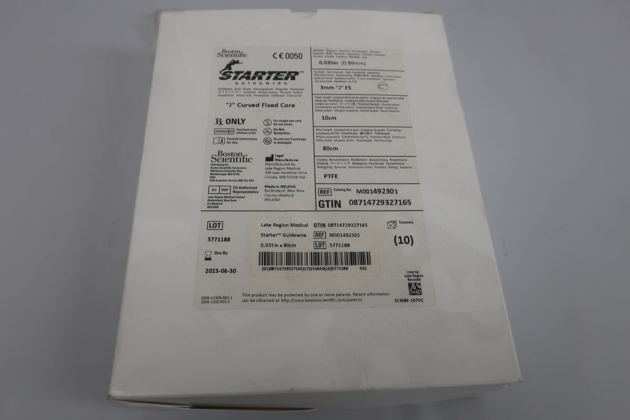 49230 - BOSTON SCIENTIFIC - Starter Guidewire - J Curved Fixed Core - .035" x 80cm, (BX/10) - ( Expiry Date: 2023-06-30 )