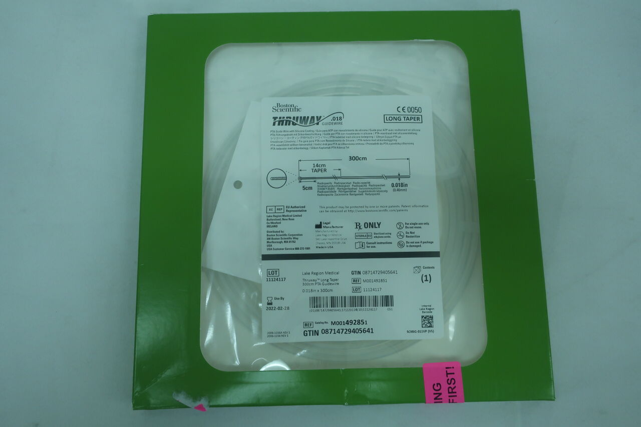 49285 - BOSTON SCIENTIFIC - Thruway PTA Guidewire - Long Taper - .018" x 300cm, (BX/1) - ( Expiry Date: 2022-02-28 )