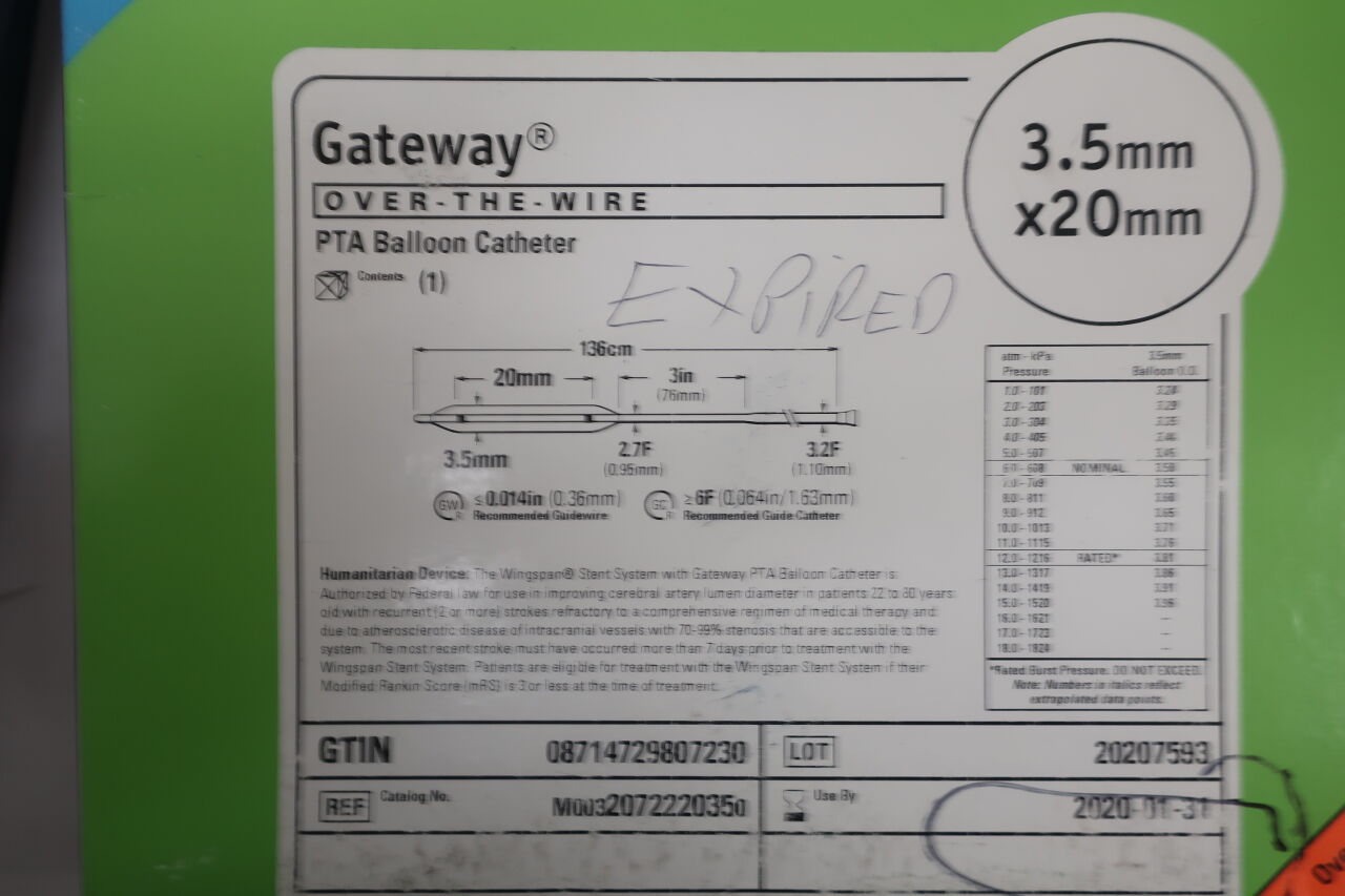207222035 - BOSTON SCIENTIFIC - Gateway OTW PTA Balloon Catheter - 3.5mm x 20mm, (BX/1) - ( Expiry Date: 2020-01-31 )
