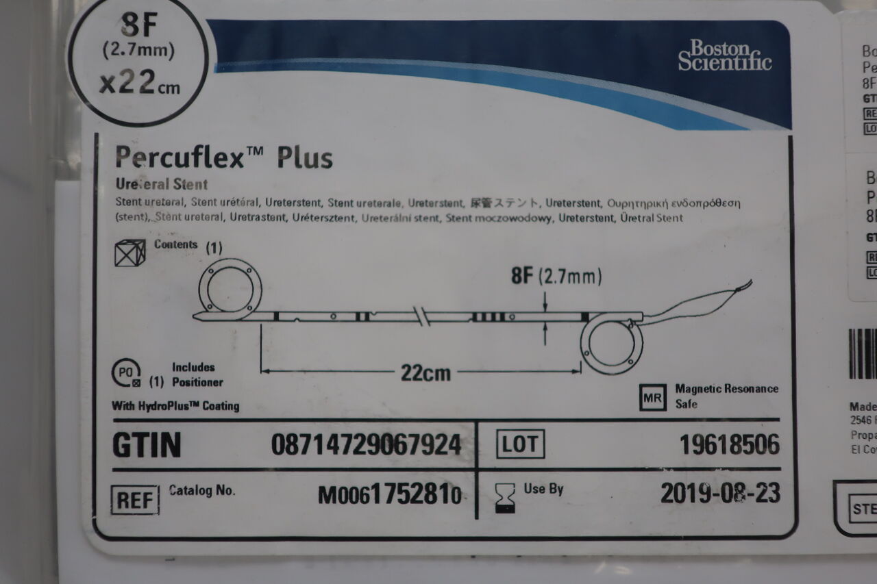 175281 - BOSTON SCIENTIFIC - Percuflex Plus Ureteral Stent - 8Fr x 22cm
, () - ( Expiry Date: 2019-08-23 )