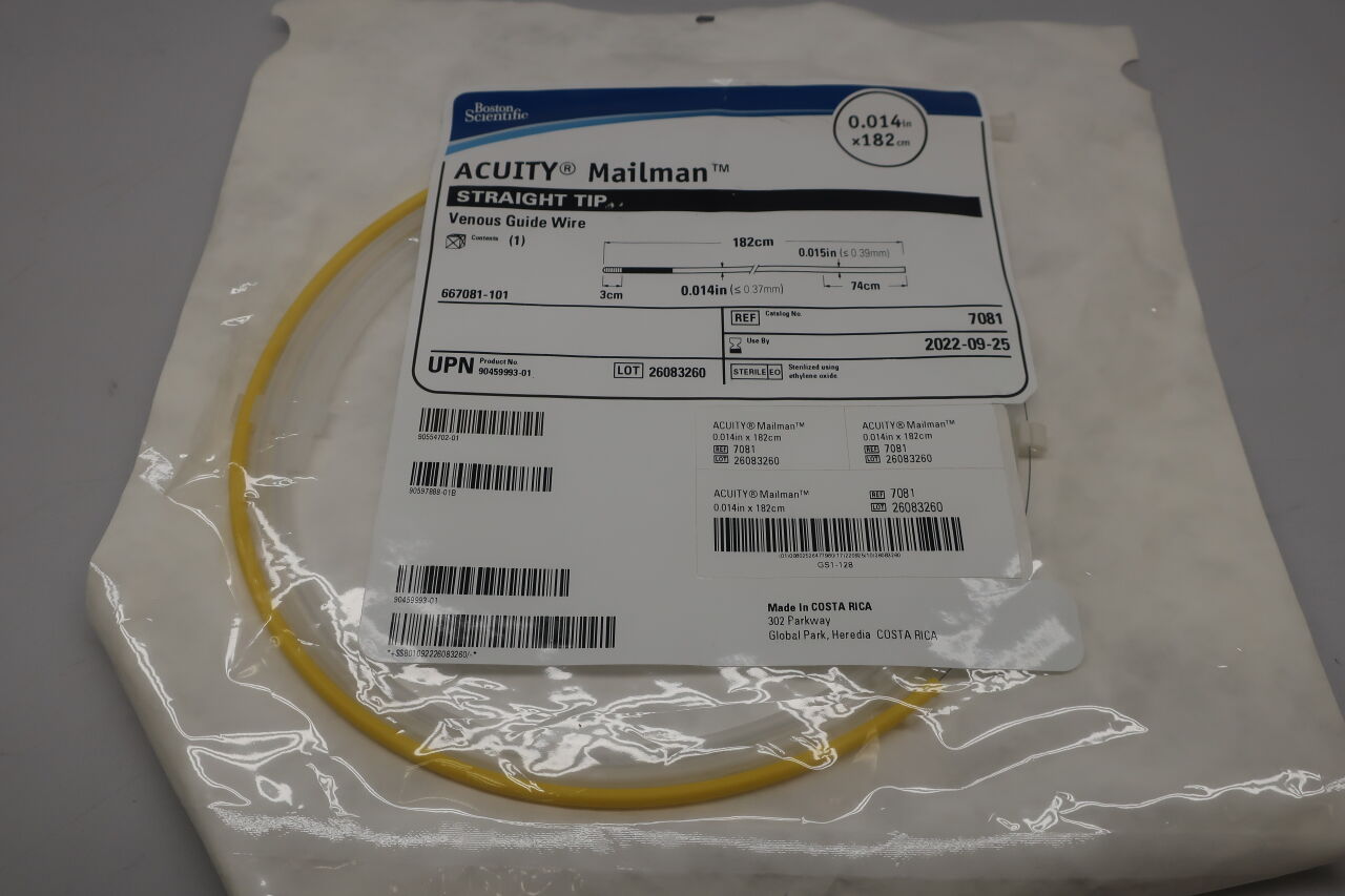 7081 - BOSTON SCIENTIFIC - ACUITY Mailman Venous Guide Wire - Straight Tip - .014" x 182cm, (EA) - ( Expiry Date: 2022-09-25 )