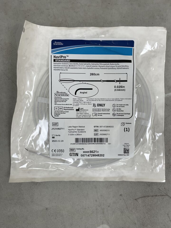 5621 - BOSTON SCIENTIFIC - NaviPro Hydrophilic Guidewire - Standard, Angled - .025" x 260cm, () - ( Expiry Date: 2022-06-30 )