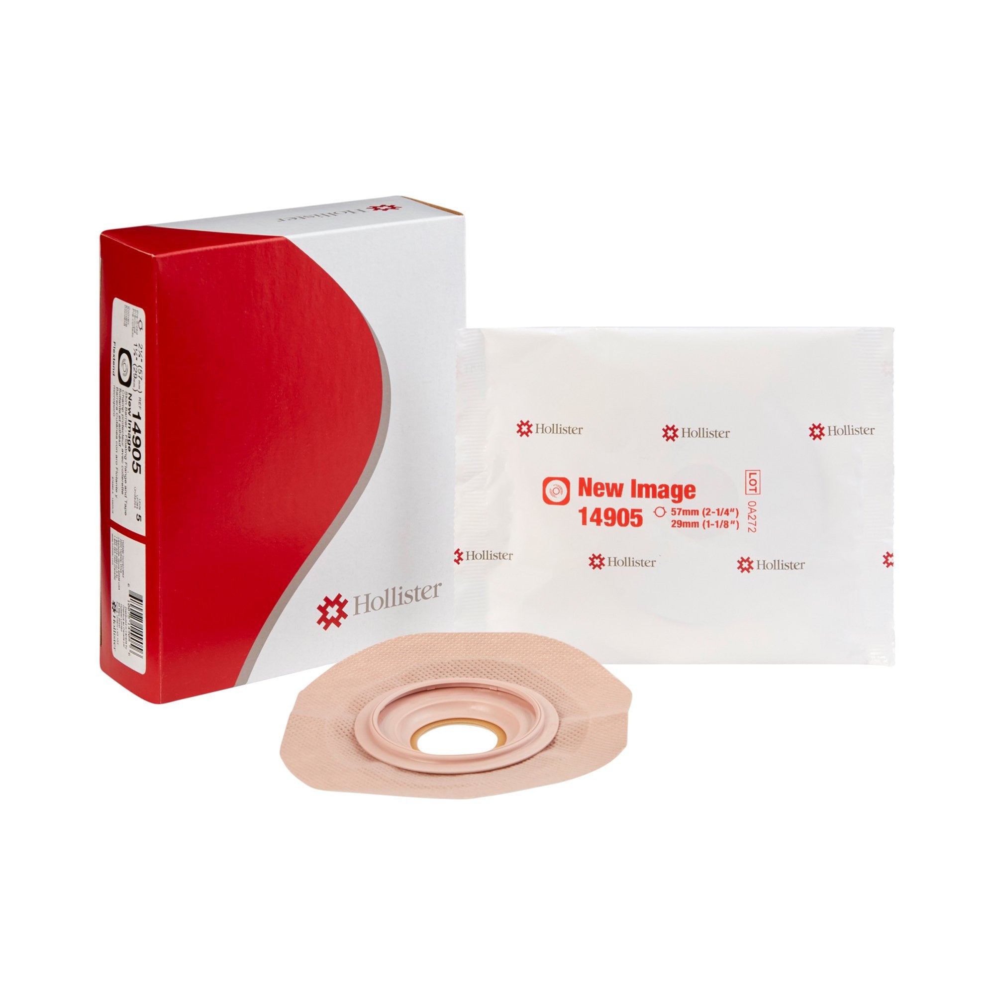 485631 - Flextend - Ostomy Barrier FlexTend Precut, Extended Wear Adhesive Tape 57 mm Flange Red Code System Hydrocolloid 1-1/8 Inch Opening 14905 Box of 5, (BX)