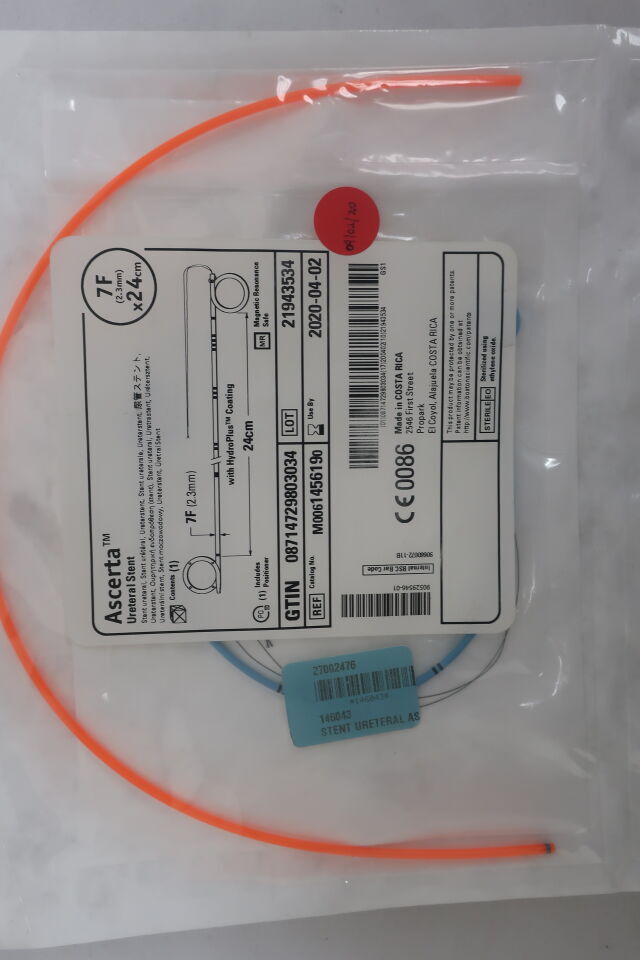 145619 - BOSTON SCIENTIFIC - Ascerta Ureteral Stent, 7F x 24cm, () - ( Expiry Date: 2023-09-02 )
