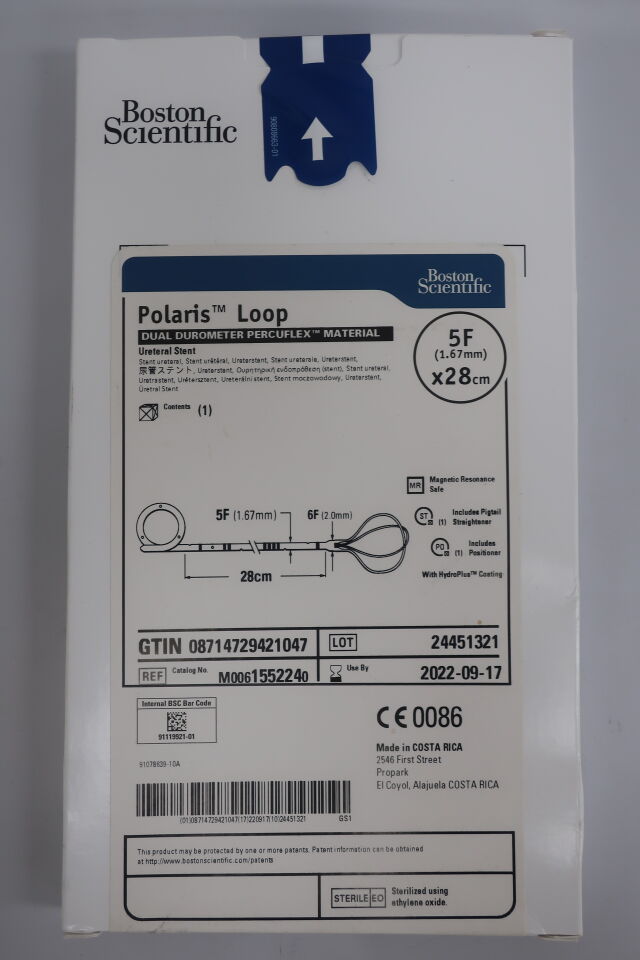155224 - BOSTON SCIENTIFIC - polaris loop ureteral stent - dual durometer percuflex material - 5fr x 28cm, (EA) - ( Expiry Date: 2022-09-17 )