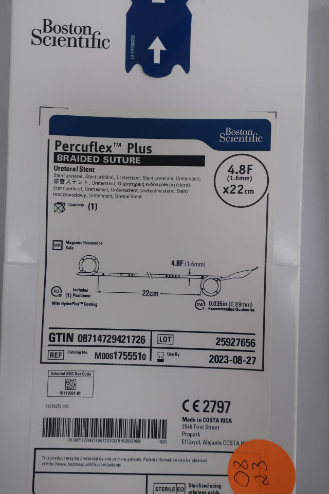 175551 - BOSTON SCIENTIFIC - percuflex plus ureteral stent, 4.8f x 22cm, (EA) - ( Expiry Date: 2023-08-27 )