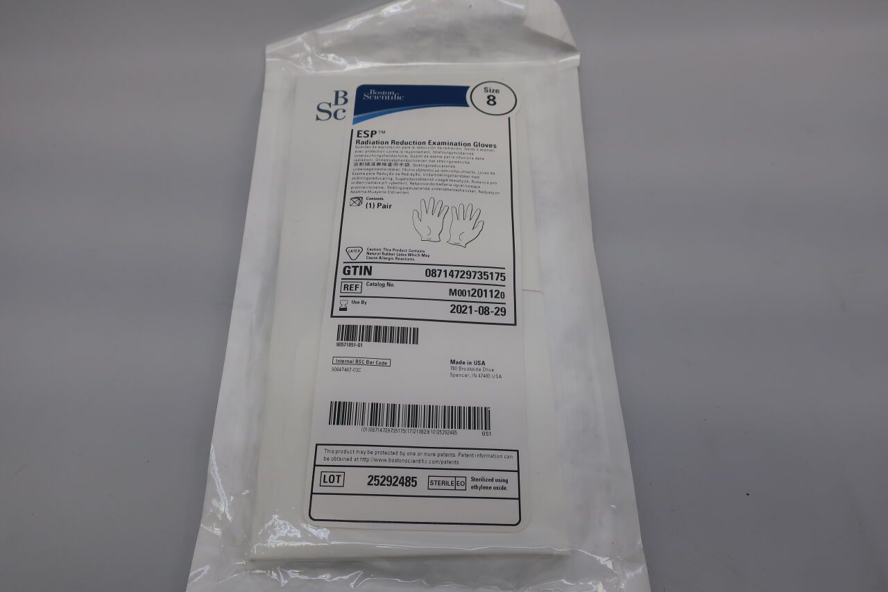 20112 - BOSTON SCIENTIFIC - esp radiation reduction examination gloves size 8, () - ( Expiry Date: 2022-08-01 )