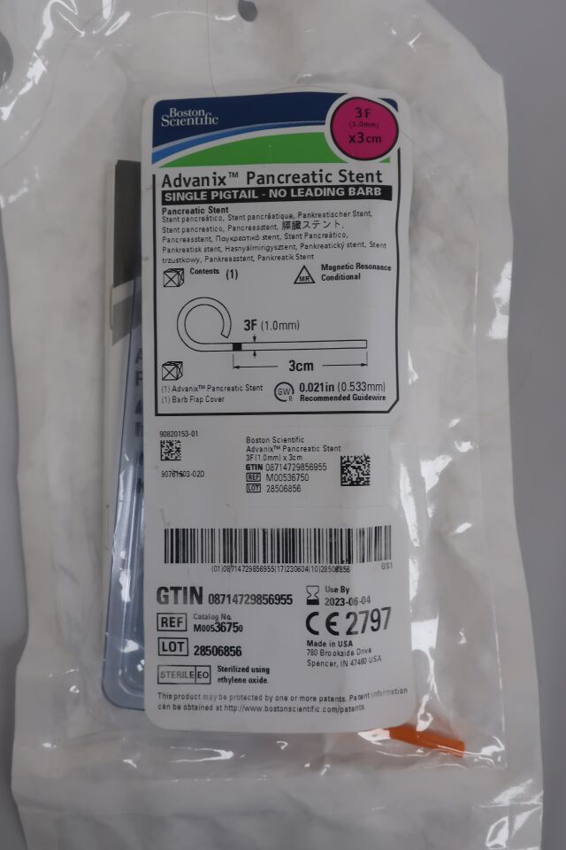 3675 - BOSTON SCIENTIFIC - advanix panc stent pigtail 3frx3cm, () - ( Expiry Date: 2023-06-04 )