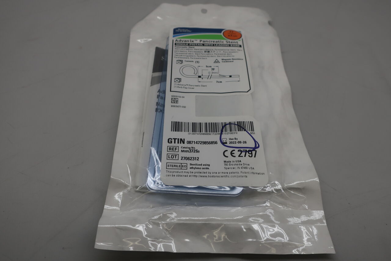 3726 - BOSTON SCIENTIFIC - Advanix Pancreatic Stent - Single Pigtail with Leading Barb - 7Fr x 7cm
, () - ( Expiry Date: 2023-03-09 )