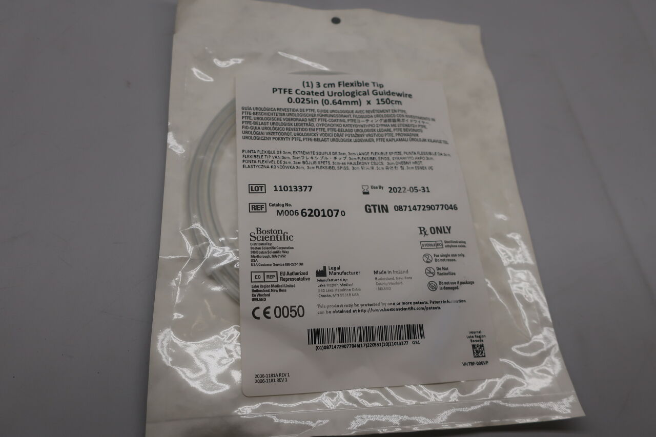 620107 - BOSTON SCIENTIFIC - PTFE Coated Urological Guidewire - Flexible Tip - .025" x 150cm
, () - ( Expiry Date: 2022-05-31 )