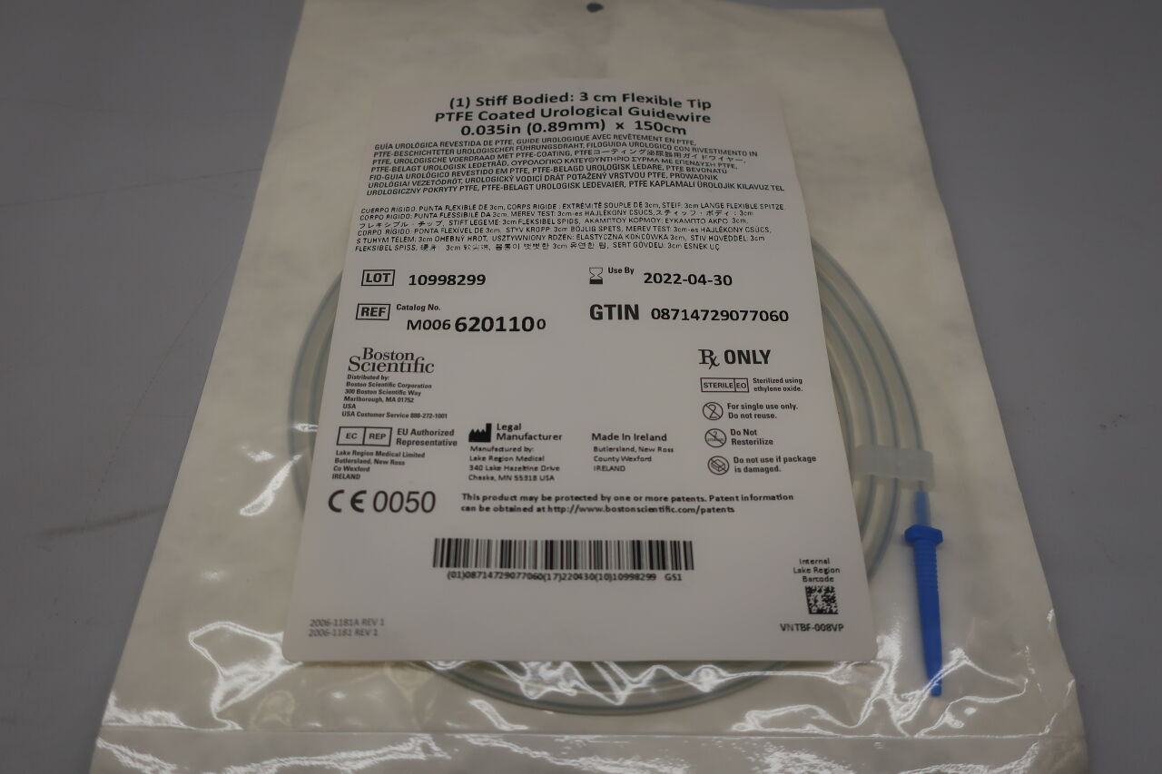 620110 - BOSTON SCIENTIFIC - PTFE Coated Urological Guidewire - Stiff Bodied, Flexible Tip - .035" x 150cm
, () - ( Expiry Date: 2022-04-30 )