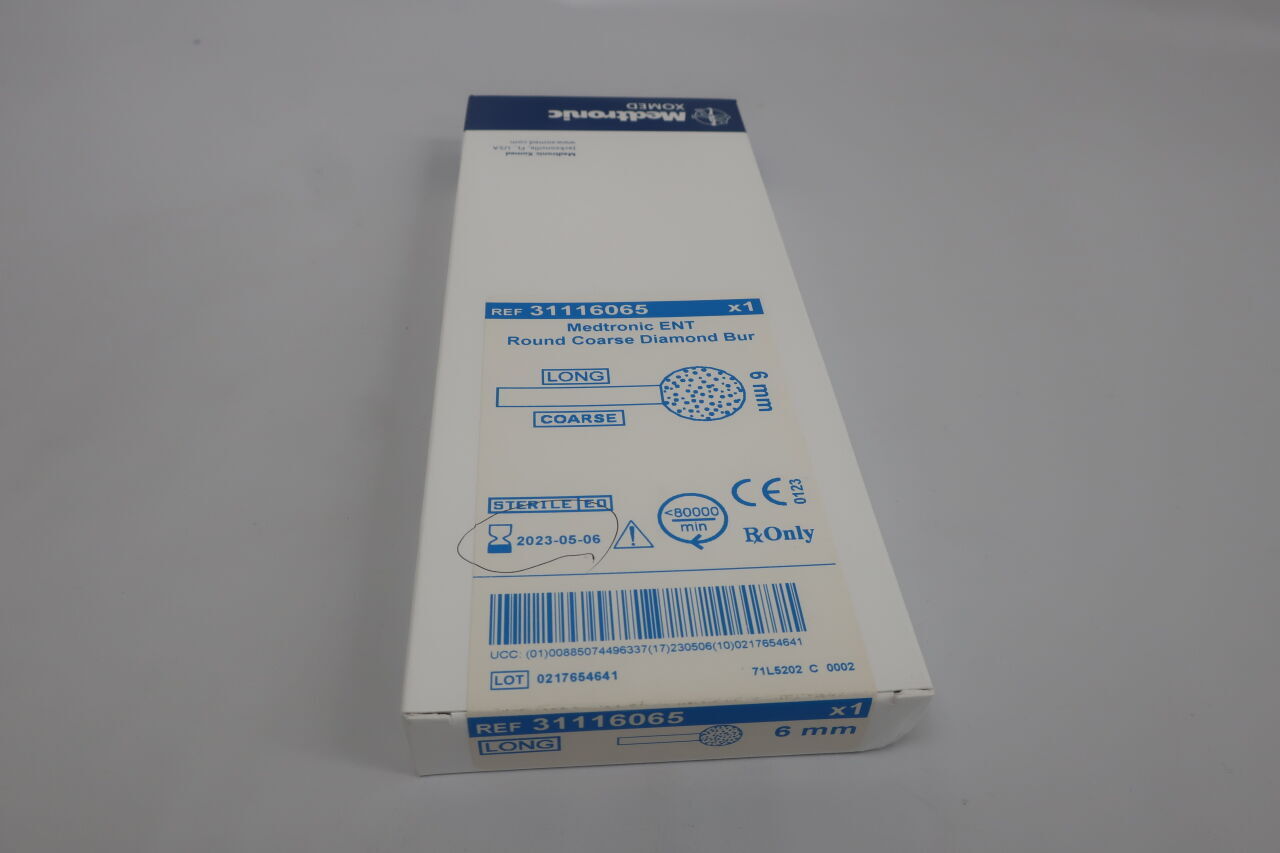 31116065 - MEDTRONIC - Visao Stainless Steel Long Round Coarse Diamond Otologic Burr, 6 dia. x 71 mm Length, (BX/1) - ( Expiry Date: 2023-05-06 )