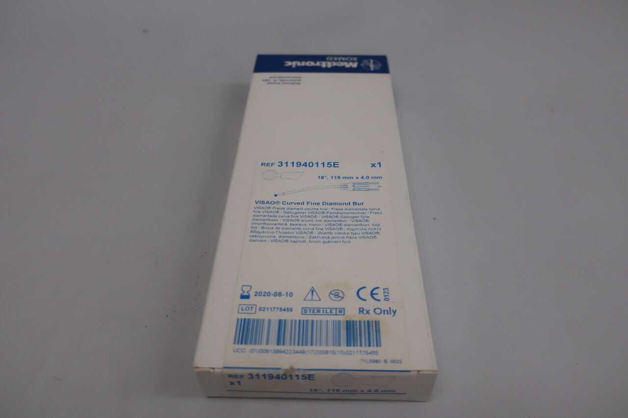 311940115E - MEDTRONIC - Visao Stainless Steel Extra-Long Curved Fine Round Diamond Cutting Burr, 4 dia. x 119 mm Length, (BX/1) - ( Expiry Date: 2020-08-10 )