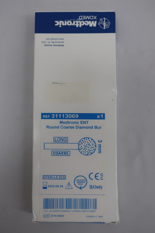 31113069 - MEDTRONIC - ent round coarse diamond bur, long, 3mm., (BX/1) - ( Expiry Date: 2022-08-29 )
