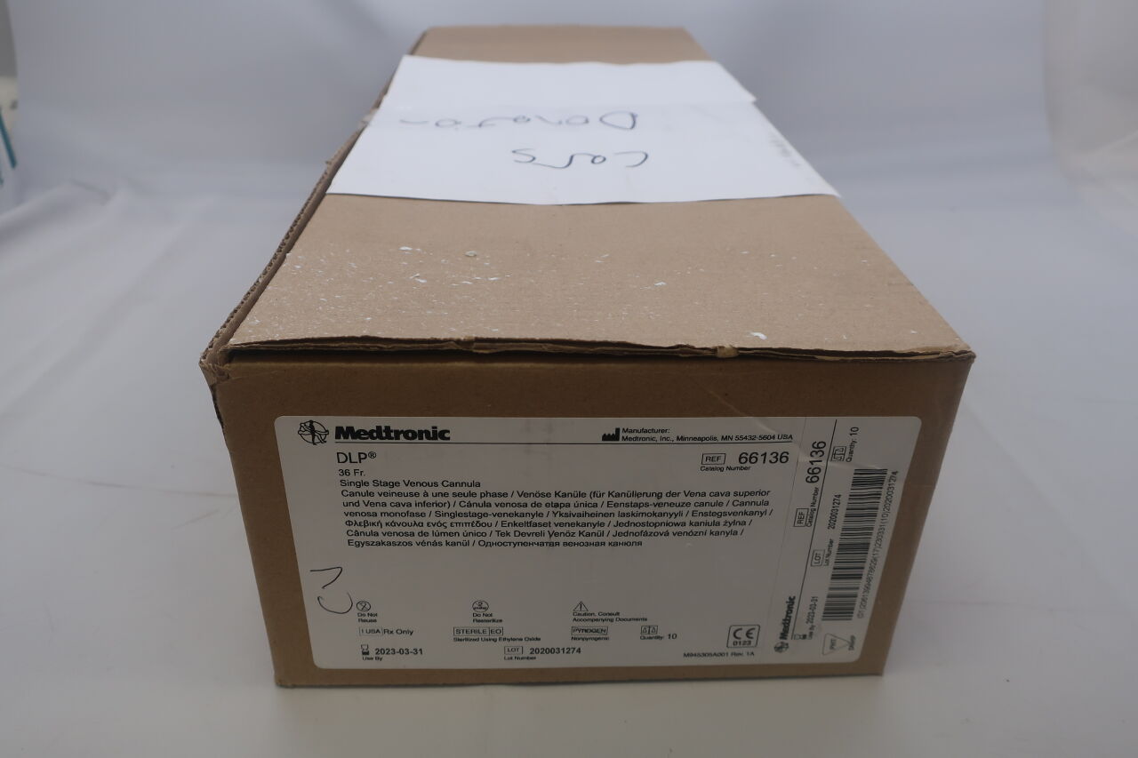 66136 - MEDTRONIC - DLP Adult Single Stage Venous Cannula, 36 Fr x 38.1 cm Length, (BX/10) - ( Expiry Date: 2023-03-31 )