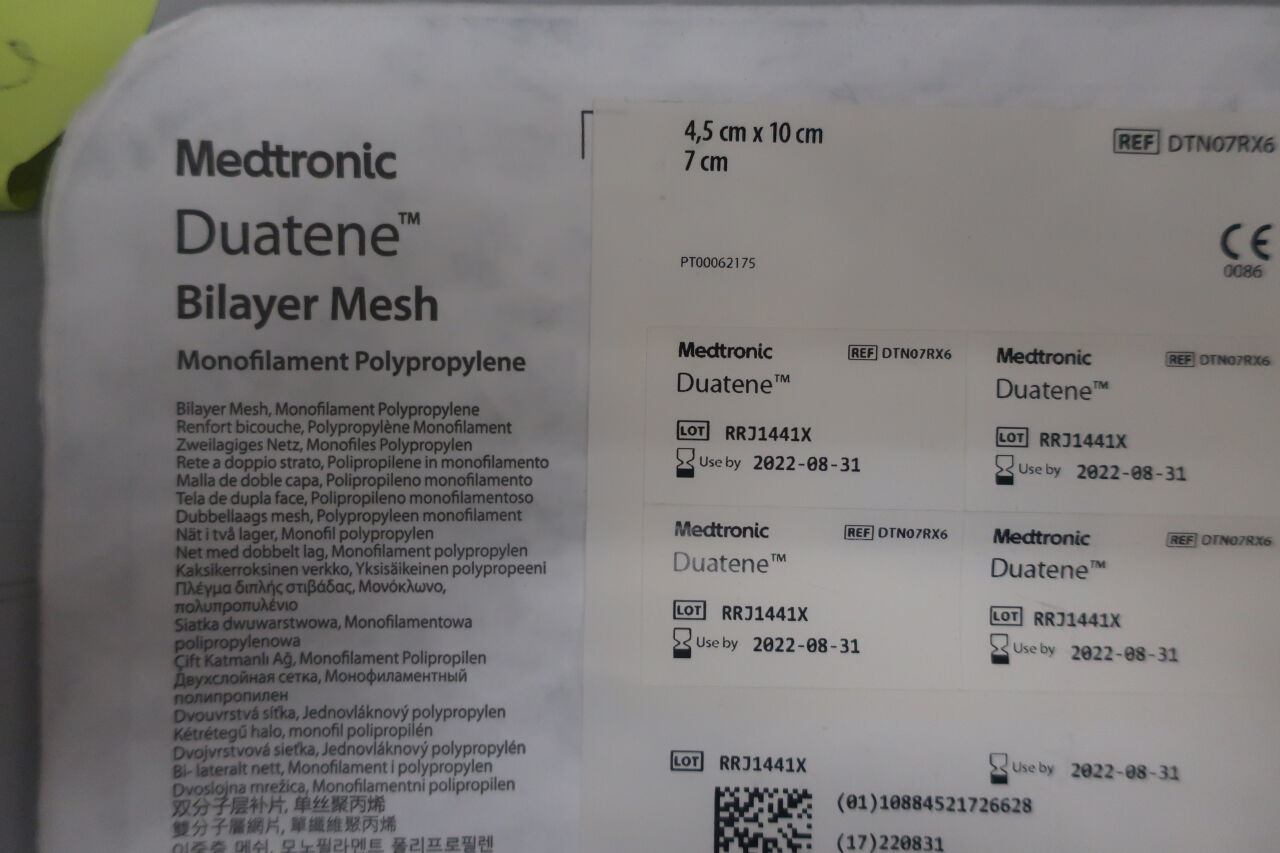 DTN07RX6 - MEDTRONIC - Duatene Polypropylene Monofilament Round Bilayer Mesh, 4.5 x 10 x 7 cm, (EA) - ( Expiry Date: 2022-08-31 )