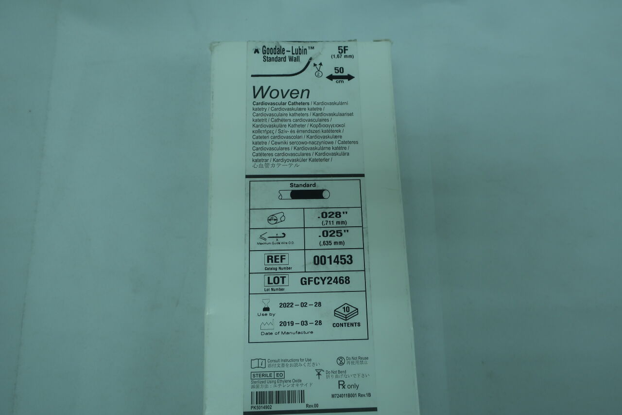 001453 - MEDTRONIC - 5F Woven Cardiovasular Catheter Goodale-Lubin, Standard Wall, 50cm, (BX/10) - ( Expiry Date: 2022-02-28 )