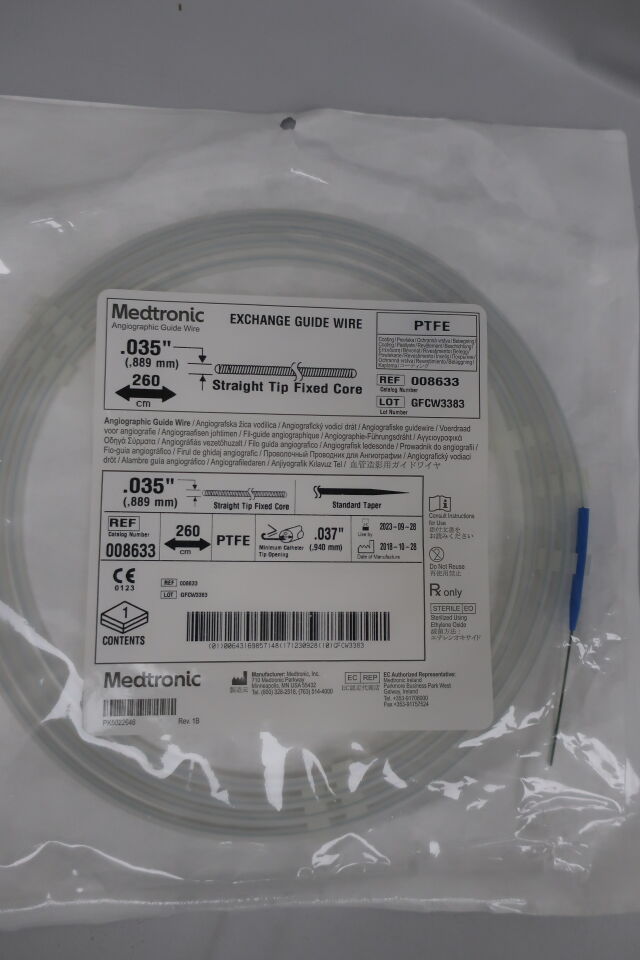 008633 - MEDTRONIC - Fixed Core Exchange Wire, 0.035 in. Size, 260 cm Length, (EA) - ( Expiry Date: 2023-09-28 )