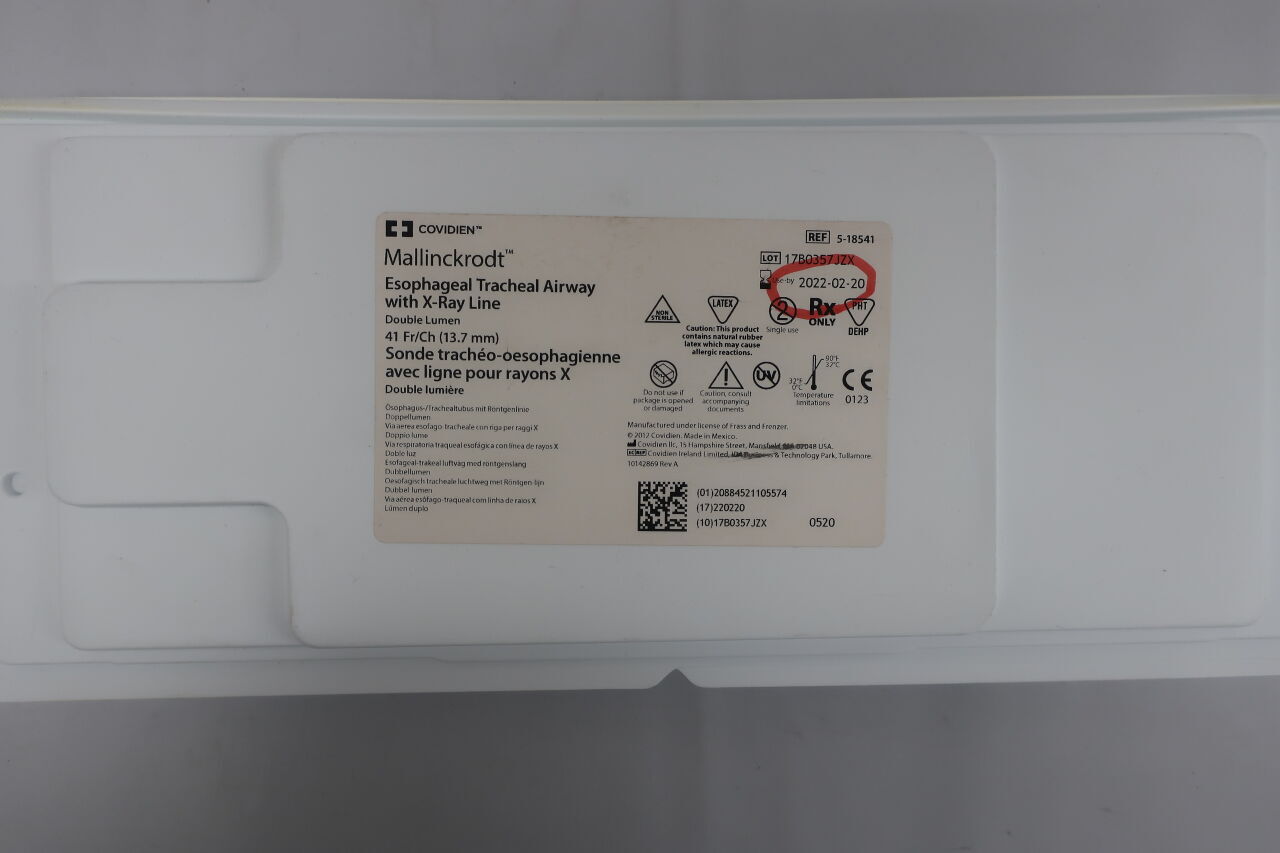 5-18541 - COVIDIEN - Medtronic Shiley Esophageal Tracheal Airway w/X-Ray Line, Double Lumen, Cuffed 41F, () - ( Expiry Date: 2023-10-28 )