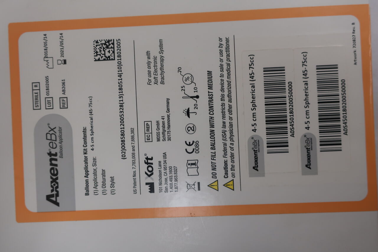 AB2061 - XOFT - Xoft Axxent eBx Balloon Applicator 4-5cm Spherical, 45-75cc, (BX/1) - ( Expiry Date: 2022-10-08 )