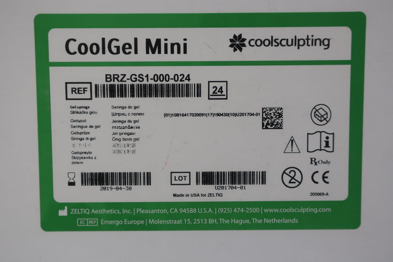 BRZ-GS1-000-024 - ZELTIQ AESTHETICS - CoolGel Mini Syringe - 24 Syringes In a Carton  , (BX/24) - ( Expiry Date: 2019-04-30 )
