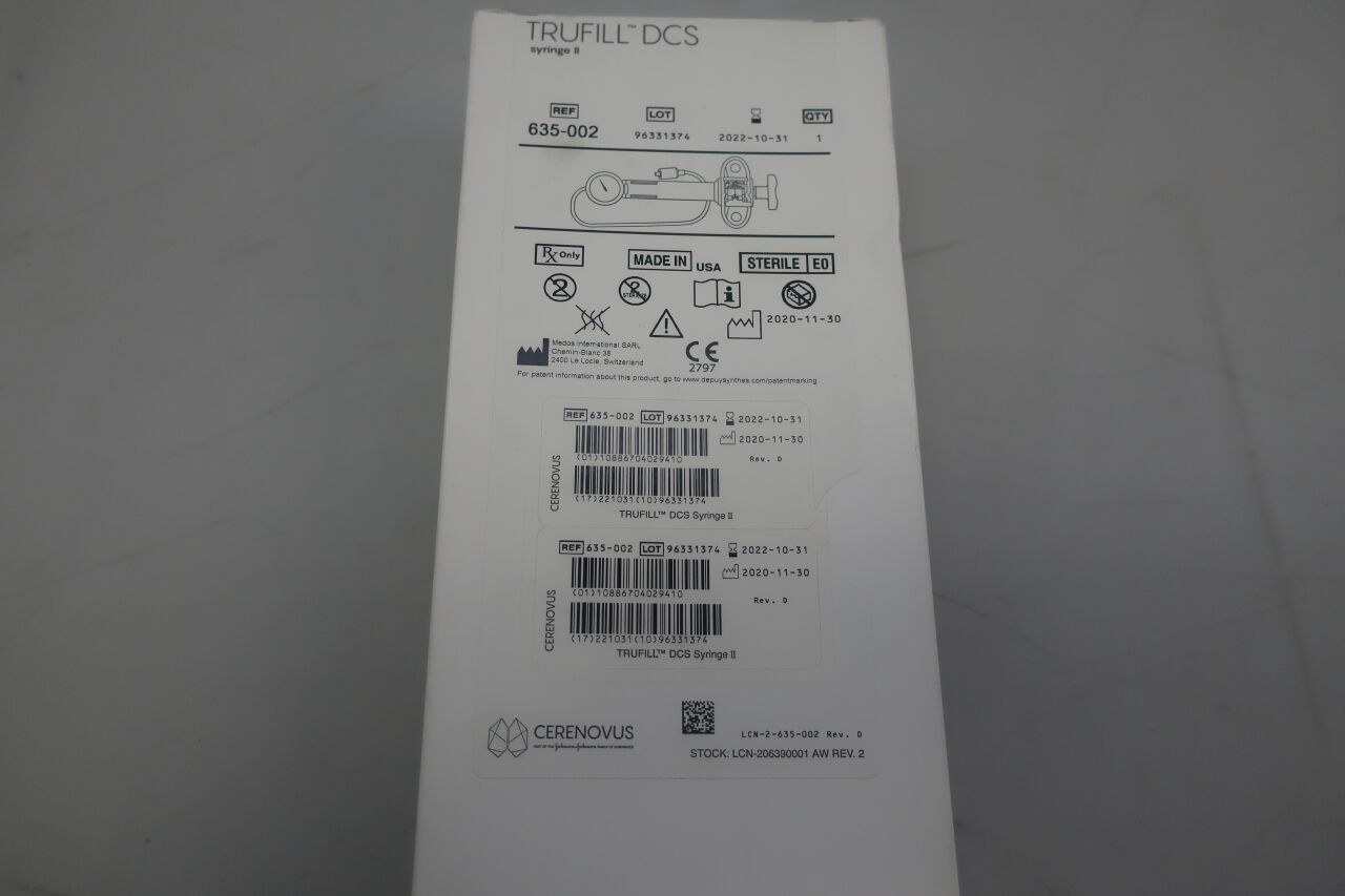 635-002 - CODMAN - TRUFILL DCS Syringe II, () - ( Expiry Date: 2022-07-31 )