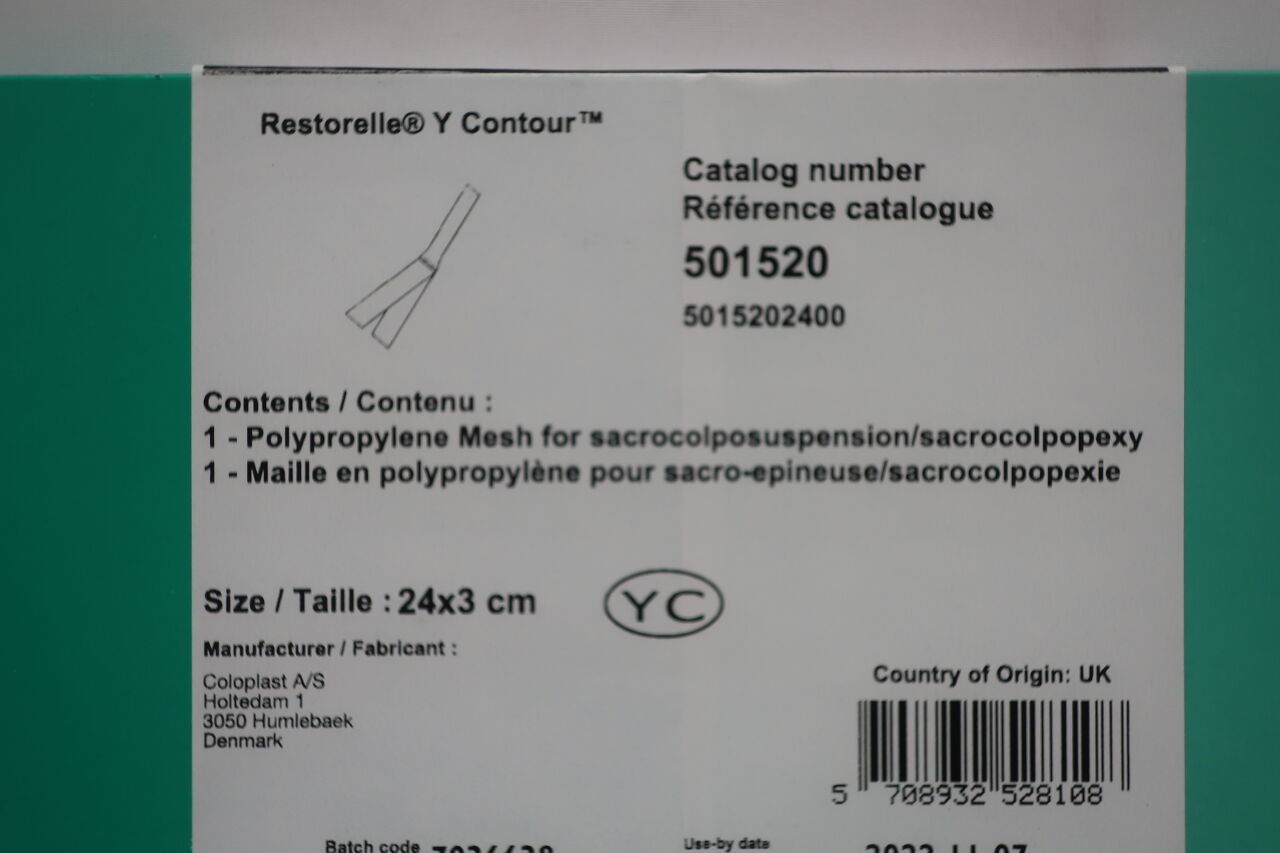 501520 - COLOPLAST - Restorelle Y Contour Mesh, 24 L x 3 cm W, (BX/1) - ( Expiry Date: 2021-04-16 )