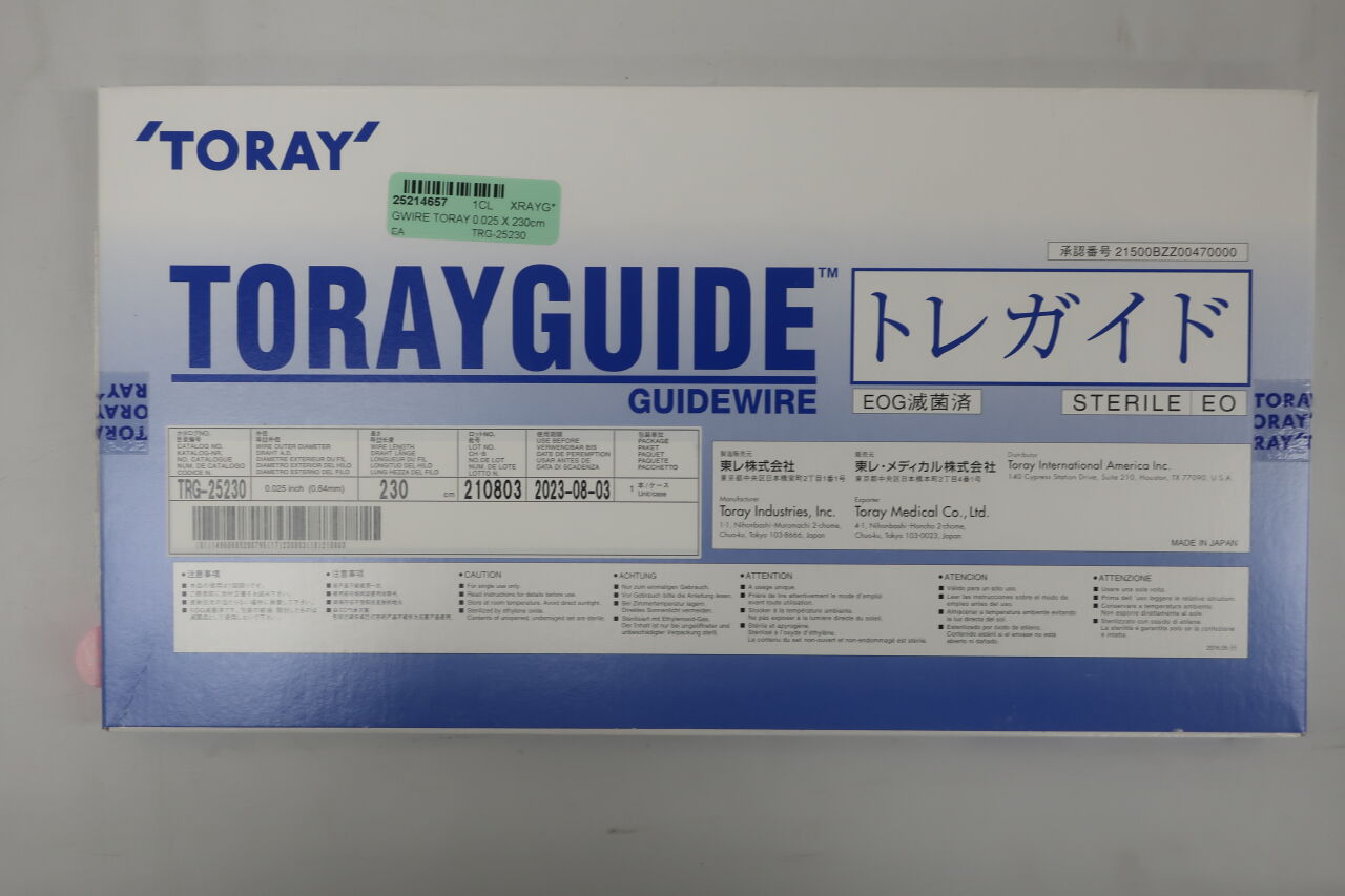 TRG-25230 - TORAY INDUSTRIESINC. - Toray Guidewire 0.025" x 230cm, (BX/1) - ( Expiry Date: 2023-08-03 )