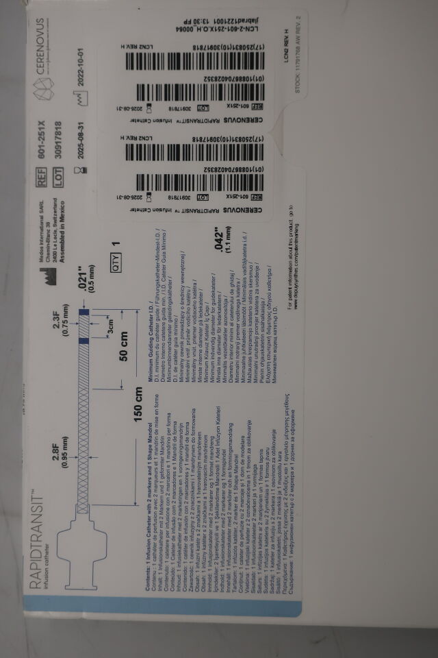 601-251X - CERENOVUS - rapid transit infusion catheter , () - ( Expiry Date: 2023-05-31 )