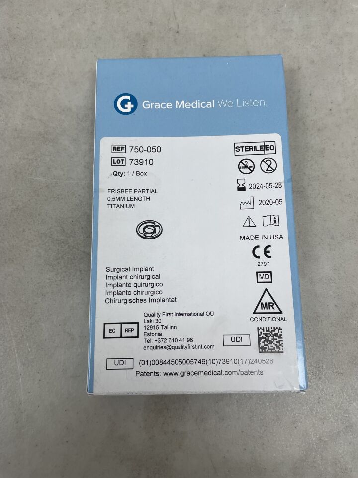 750-100 - GRACE MEDICAL - Grace Medical Frisbee Partial 1mm Length Titanium, () - ( Expiry Date: 2019-01-01 )