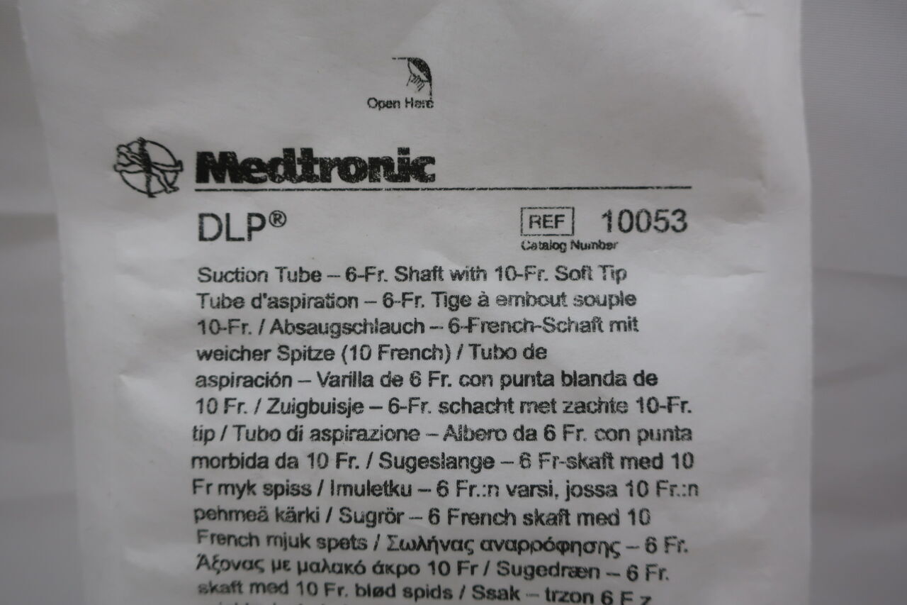10053 - MEDTRONIC - DLP Malleable Cardiac Suction Tube, 6 Fr Shaft Size, 3 in. Length, () - ( Expiry Date: 2019-03-01 )