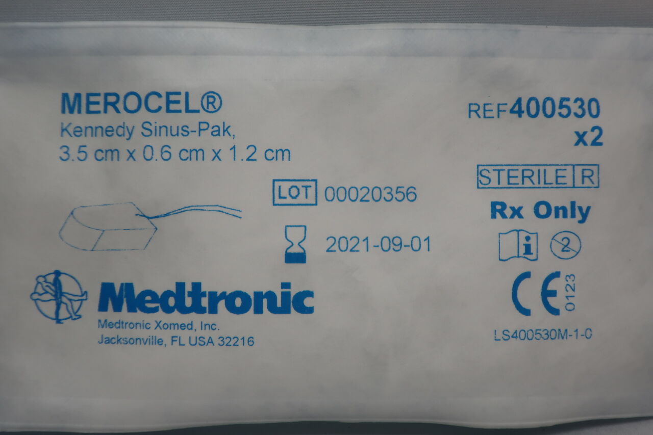 400530 - MEDTRONIC - MEROCEL Kennedy Sinus-Pak 3.5cm x 0.6cm x 1.2cm, (EA) - ( Expiry Date: 2021-09-01 )