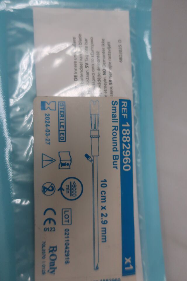 1882960 - MEDTRONIC - Medtronic Straight Shaft Pediatric Round Burr, 2.9 mm Size, 10 cm Length, () - ( Expiry Date: 2024-03-27 )