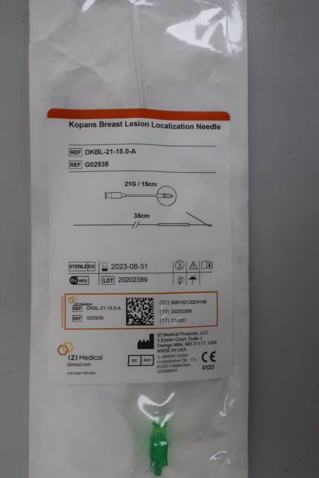 G02938 - IZI MEDICAL - Cook Kopans Breast Lesion Localization Needle 21G x 15cm, () - ( Expiry Date: 2023-08-31 )