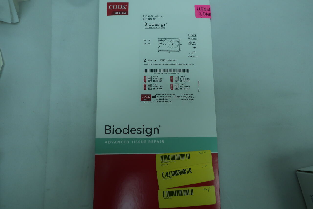 G13221 - COOK - Biodesign 1-Layer Tissue Graft: 2cm x 3cm, (EA) - ( Expiry Date: 2022-01-26 )
