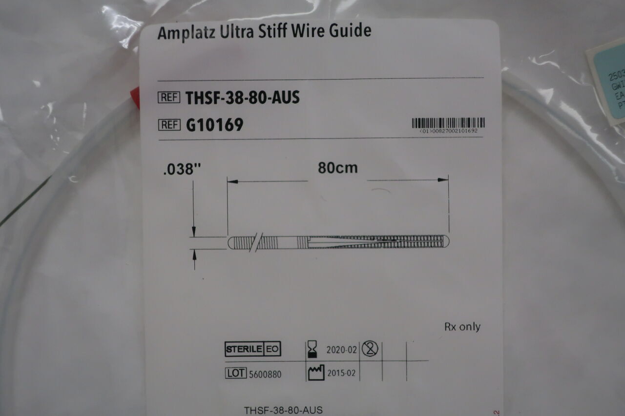 G10169 - COOK - Amplatz Ultra-Stiff Straight Guidewire, 0.038 in. dia. x 80 cm Length, (EA) - ( Expiry Date: 2020-01-31 )