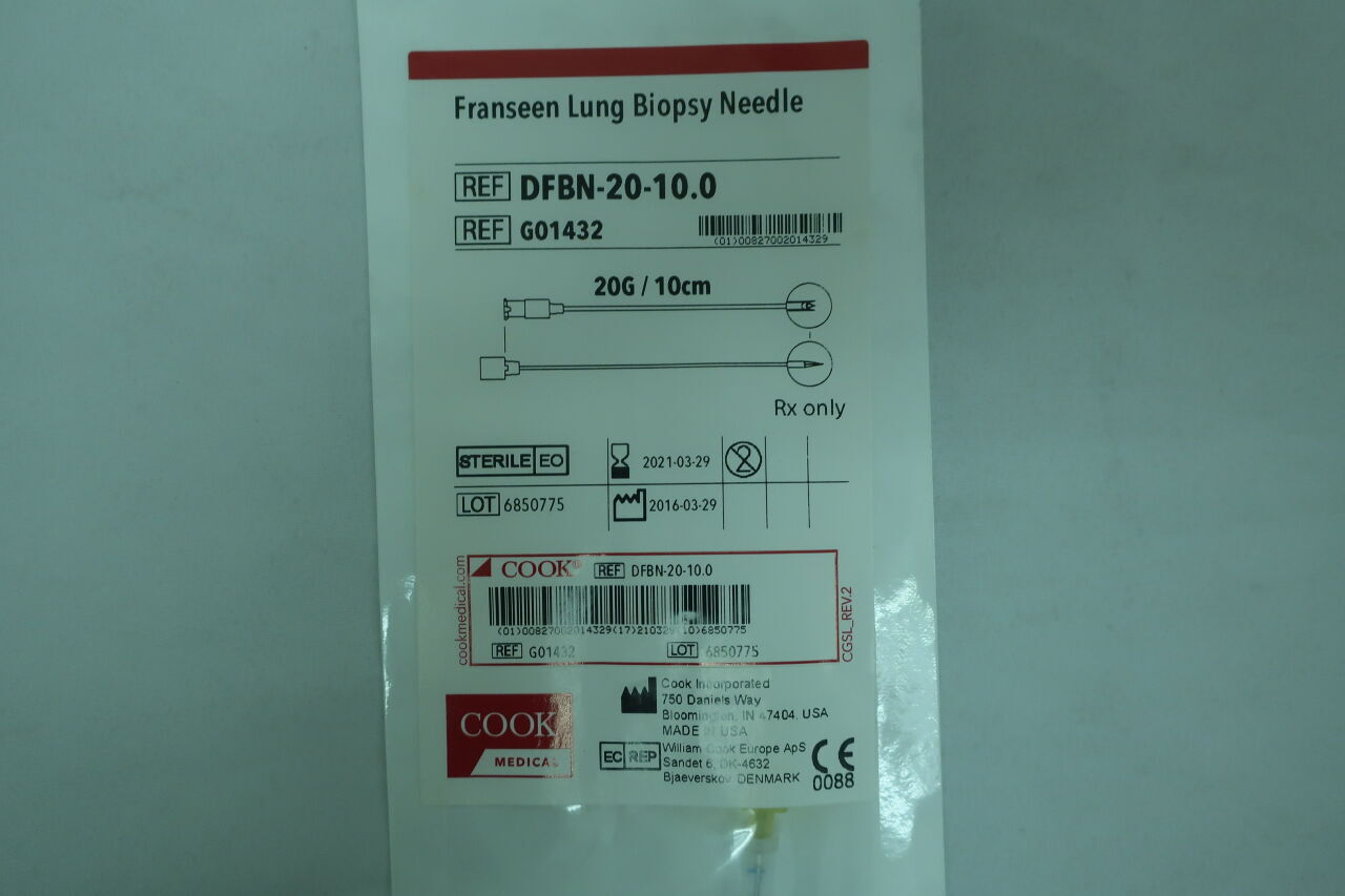 G01432 - COOK - franseen lung biopsy needle, 20g, (EA) - ( Expiry Date: 2021-03-29 )