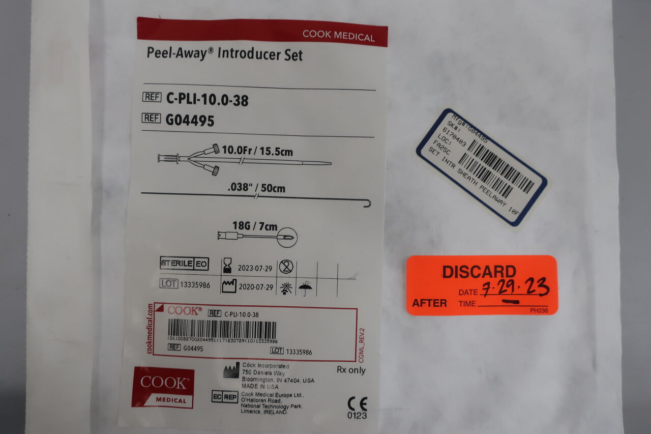 G04495 - COOK - Peel-Away Introducer Set - C-PLI-10.0-38 - 10Fr x 15.5cm, (EA) - ( Expiry Date: 2023-07-29 )