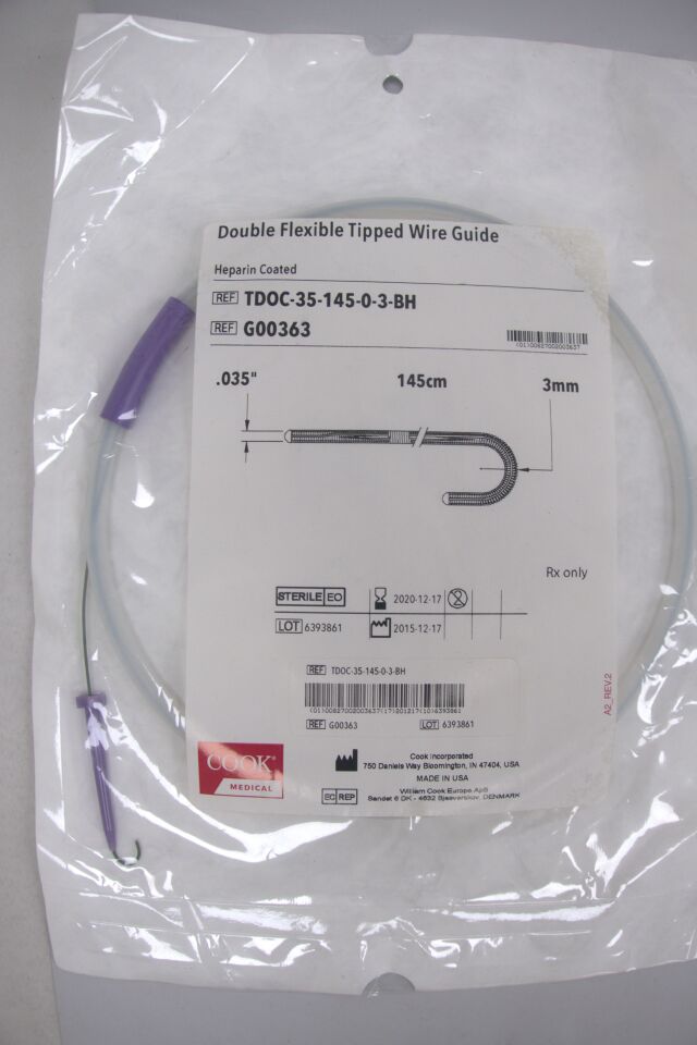 G00363 - COOK - Double Flexible Tipped WireGuide, 0.035 in. dia. x 145 cm Length, (EA) - ( Expiry Date: 2020-12-17 )