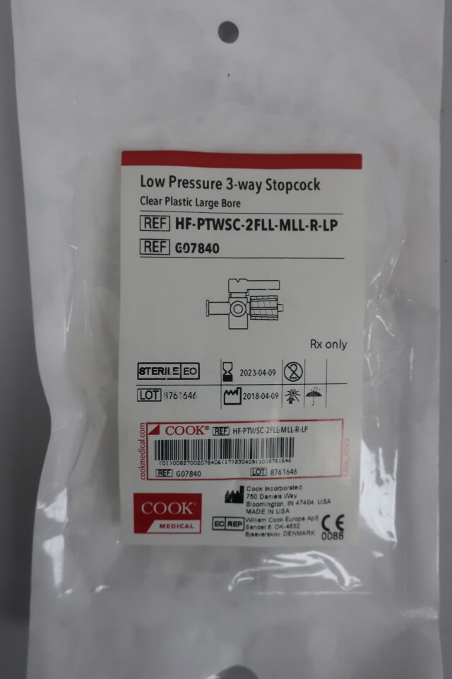 G07840 - COOK - Three-Way Stopcock w/Rotating Adapter, Clear, Low Pressure, Large Bore 0.108", (EA) - ( Expiry Date: 2023-04-09 )
