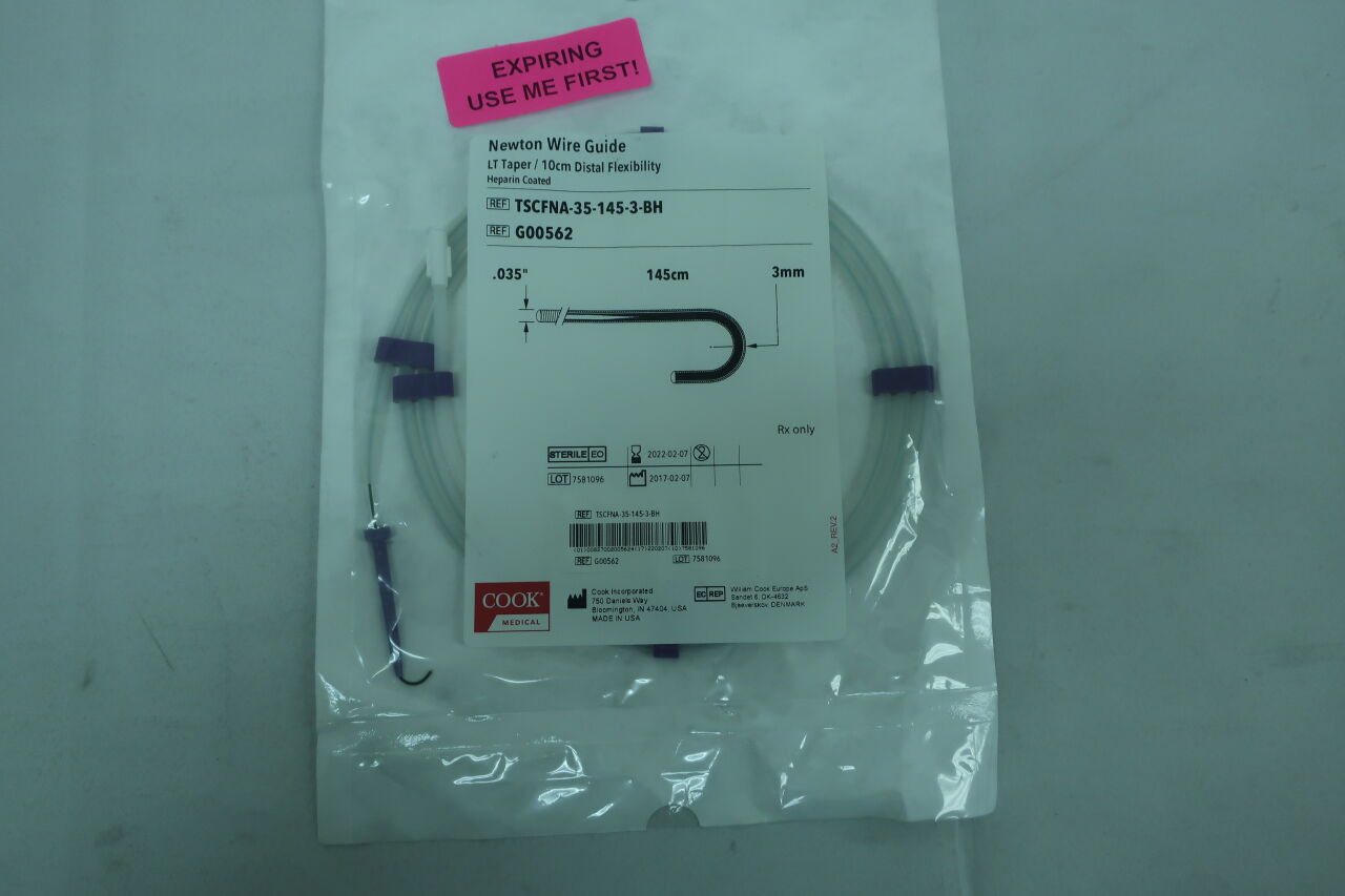 G00562 - COOK - Newton Cerebral Wire Guide, LT- 10cm Tapered Core, Heparin Coated, .035 in., 145cm, 3mm, (EA) - ( Expiry Date: 2022-02-07 )